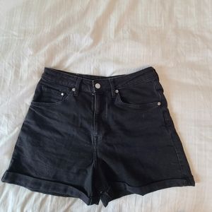 High waist black jean shorts